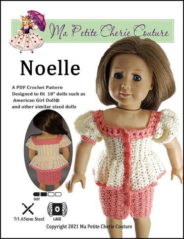 Mon Petite Cherie Couture Crochet Noelle 18" Doll Clothes Crochet Pattern Pixie Faire