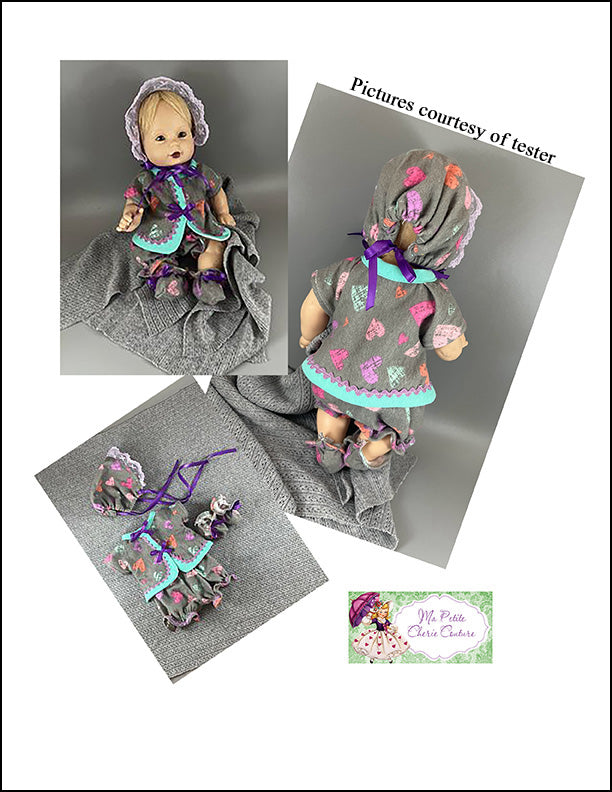 Mon Petite Cherie Couture MiniKane Serene Layette Baby Doll Clothes Pattern for 13" MiniKane Baby Dolls Pixie Faire