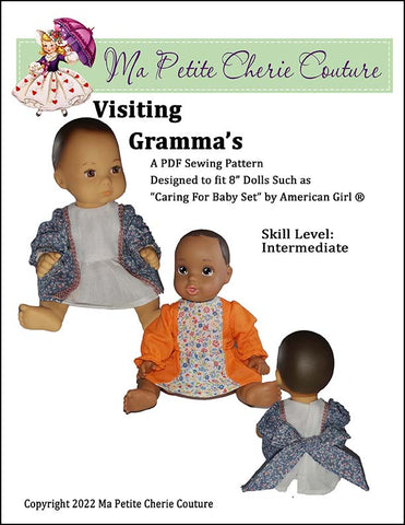 Mon Petite Cherie Couture 8" Baby Dolls Visiting Gramma's 8" Baby Doll Clothes Pattern Pixie Faire