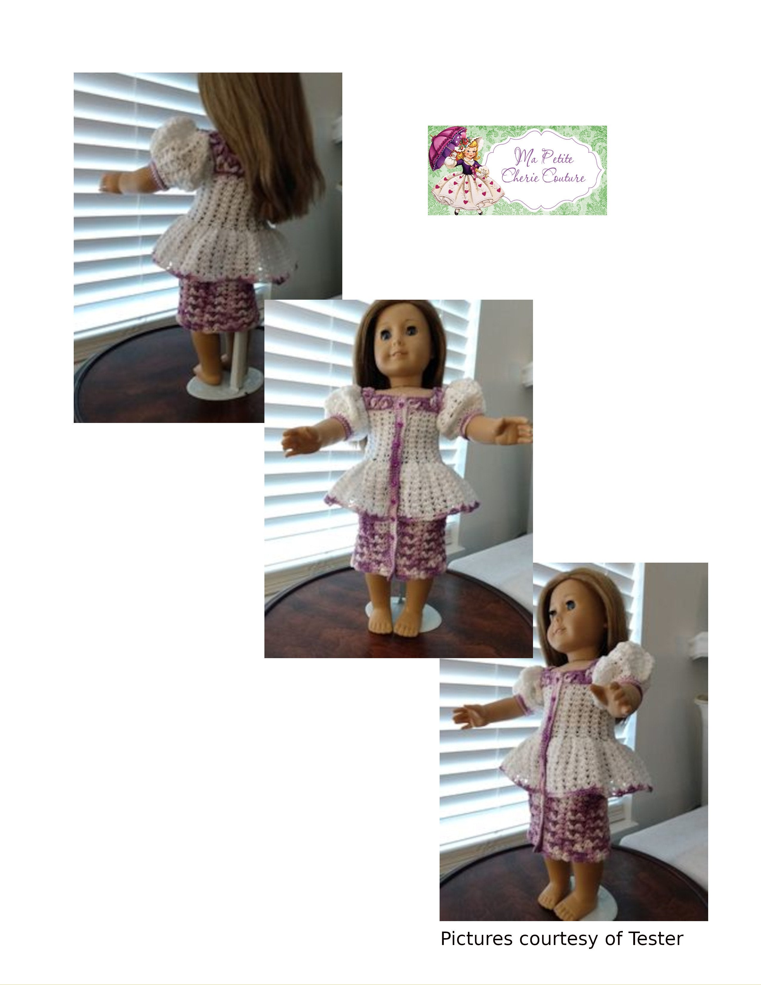 Mon Petite Cherie Couture Crochet Noelle 18" Doll Clothes Crochet Pattern Pixie Faire