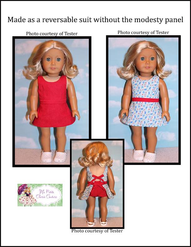 Mon Petite Cherie Couture 18 Inch Modern Moressa Swimsuit 18" Doll Clothes Pattern Pixie Faire