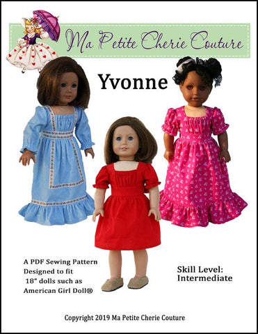 Mon Petite Cherie Couture 18 Inch Modern Yvonne 18" Doll Clothes Pattern Pixie Faire