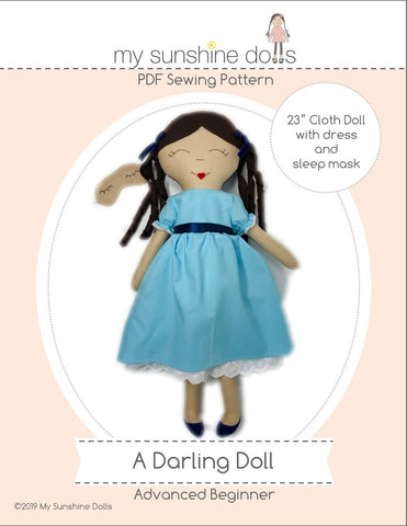 My Sunshine Dolls Cloth doll A Darling Doll 23" Cloth Doll Pattern Pixie Faire
