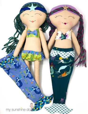 My Sunshine Dolls Cloth doll Coral Mermaid Doll 23" Cloth Doll Pattern Pixie Faire