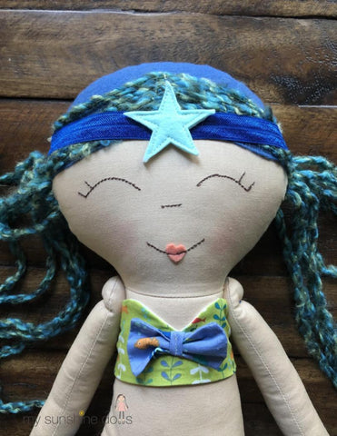 My Sunshine Dolls Cloth doll Coral Mermaid Doll 23" Cloth Doll Pattern Pixie Faire