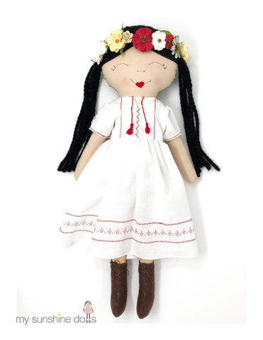 My Sunshine Dolls Cloth doll Ivory and Rosy Doll 23" Cloth Doll Pattern Pixie Faire