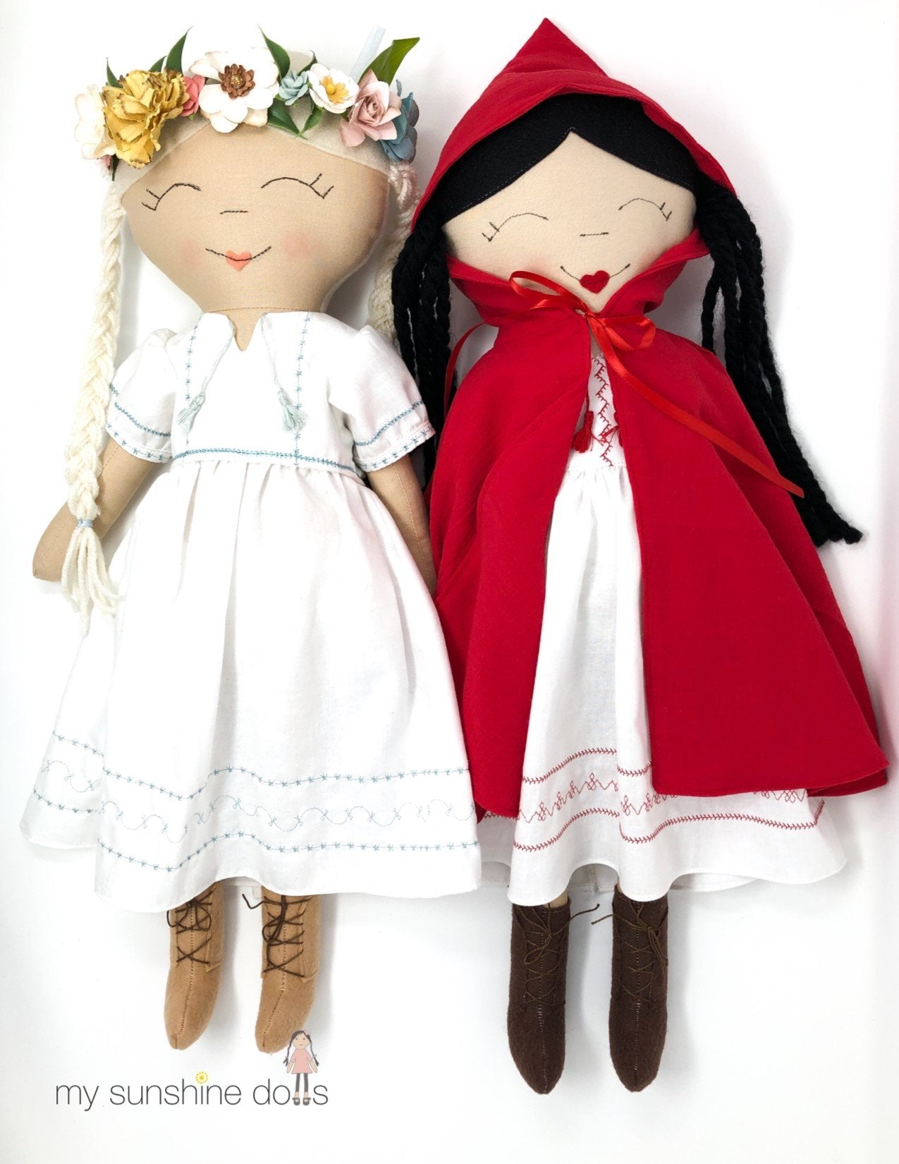 My Sunshine Dolls Cloth doll Ivory and Rosy Doll 23" Cloth Doll Pattern Pixie Faire