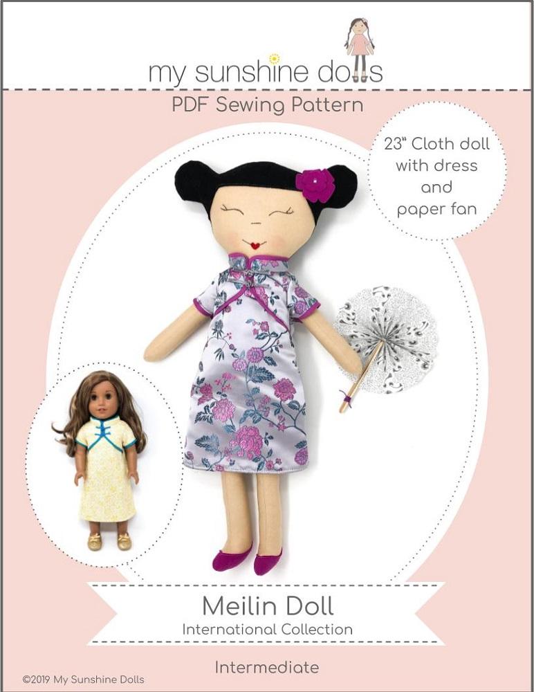 My Sunshine Dolls Cloth doll Meilin Doll 23" Cloth Doll Pattern Pixie Faire