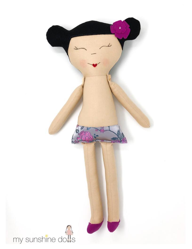 My Sunshine Dolls Cloth doll Meilin Doll 23" Cloth Doll Pattern Pixie Faire