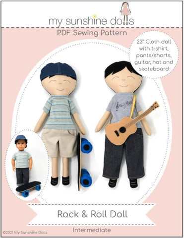 My Sunshine Dolls Cloth doll Rock & Roll Doll 23" Cloth Doll Pattern Pixie Faire