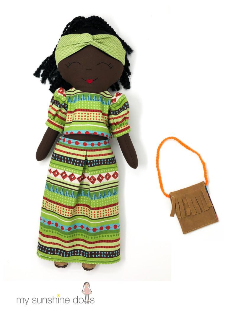 My Sunshine Dolls Cloth doll Zuri Doll 23" Cloth Doll Pattern Pixie Faire