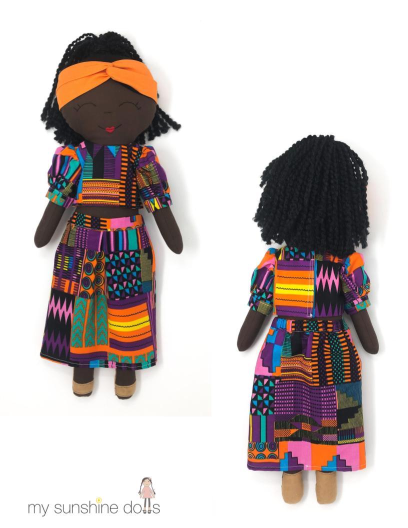 My Sunshine Dolls Cloth doll Zuri Doll 23" Cloth Doll Pattern Pixie Faire