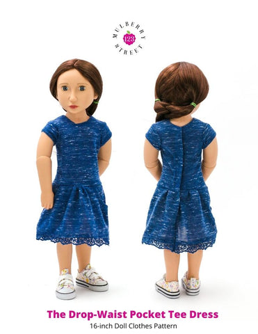 123 Mulberry Street A Girl For All Time Drop Waist Pocket Tee Dress Pattern For 16" A Girl For All Time Dolls Pixie Faire