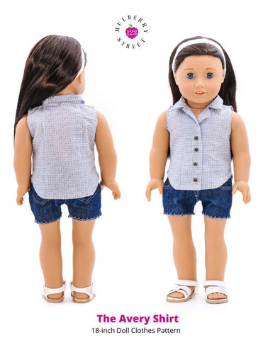 123 Mulberry Street 18 Inch Modern Avery Shirt 18" Doll Clothes Pattern Pixie Faire