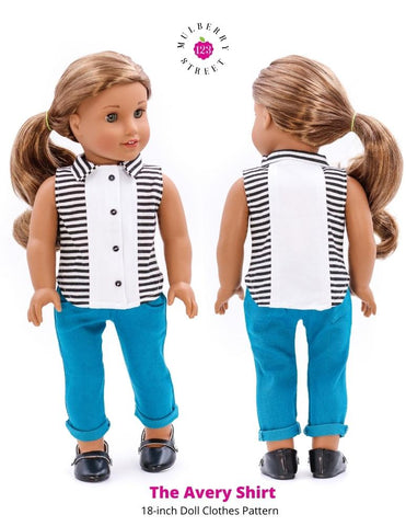123 Mulberry Street 18 Inch Modern Avery Shirt 18" Doll Clothes Pattern Pixie Faire