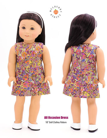 123 Mulberry Street 18 Inch Modern All Occasion Dress 18" Doll Clothes Pattern Pixie Faire