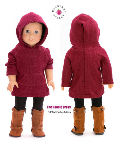 123 Mulberry Street 18 Inch Modern Hoodie Dress 18" Doll Clothes Pattern Pixie Faire