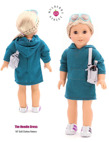 123 Mulberry Street 18 Inch Modern Hoodie Dress 18" Doll Clothes Pattern Pixie Faire