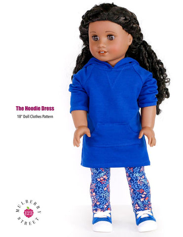 123 Mulberry Street 18 Inch Modern Hoodie Dress 18" Doll Clothes Pattern Pixie Faire