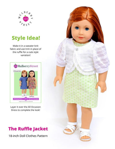 123 Mulberry Street 18 Inch Modern Ruffle Jacket 18" Doll Clothes Pattern Pixie Faire