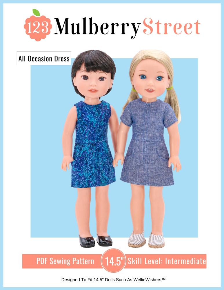 123 Mulberry Street WellieWishers All Occasion Dress 14.5" Doll Clothes Pattern Pixie Faire