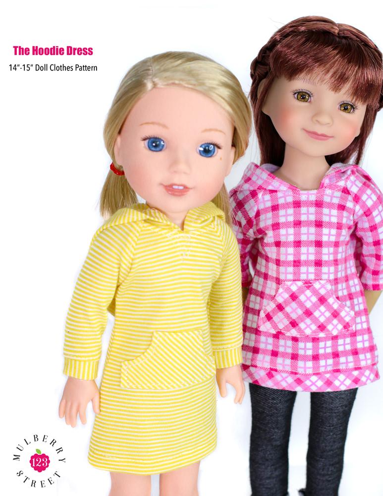 123 Mulberry Street WellieWishers Hoodie Dress 14-15" Doll Clothes Pattern Pixie Faire