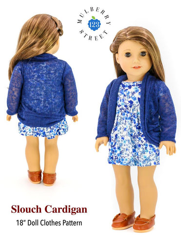 123 Mulberry Street 18 Inch Modern Trendy Slouch Cardigan 18" Doll Clothes Pattern Pixie Faire