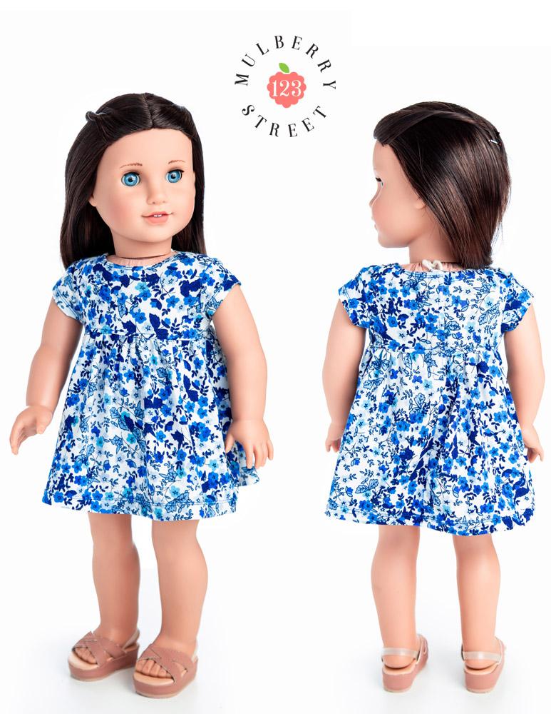 123 Mulberry Street 18 Inch Modern Babydoll Dress 18" Doll Clothes Pattern Pixie Faire