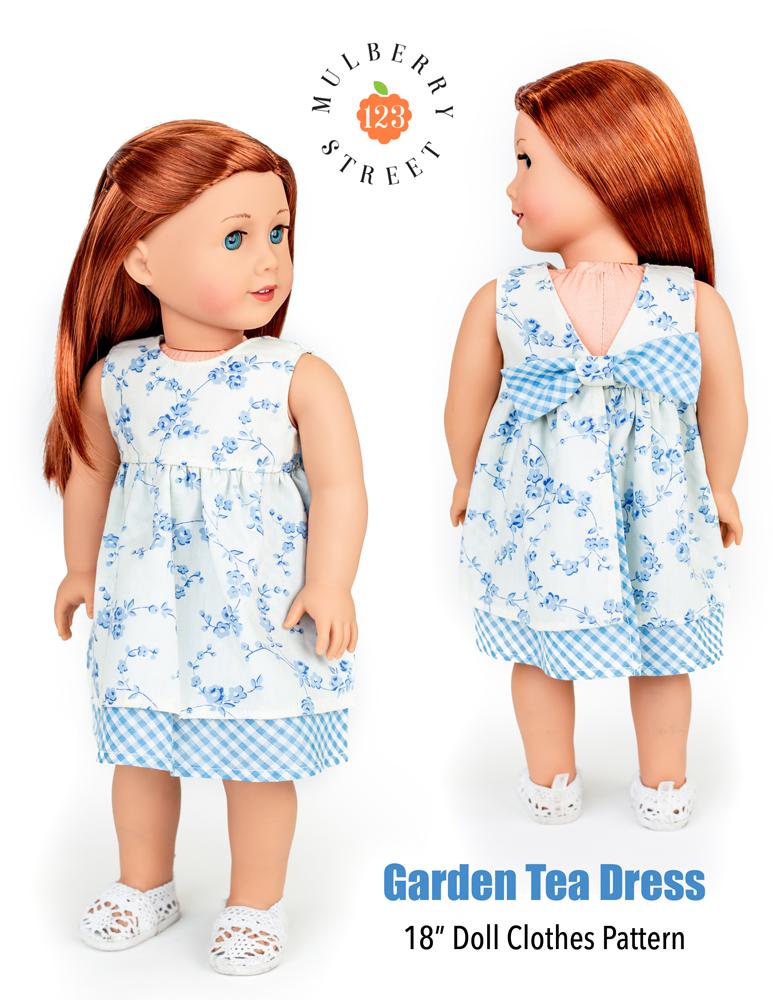 123 Mulberry Street 18 Inch Modern Garden Tea Dress 18" Doll Clothes Pattern Pixie Faire