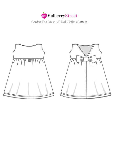 123 Mulberry Street 18 Inch Modern Garden Tea Dress 18" Doll Clothes Pattern Pixie Faire