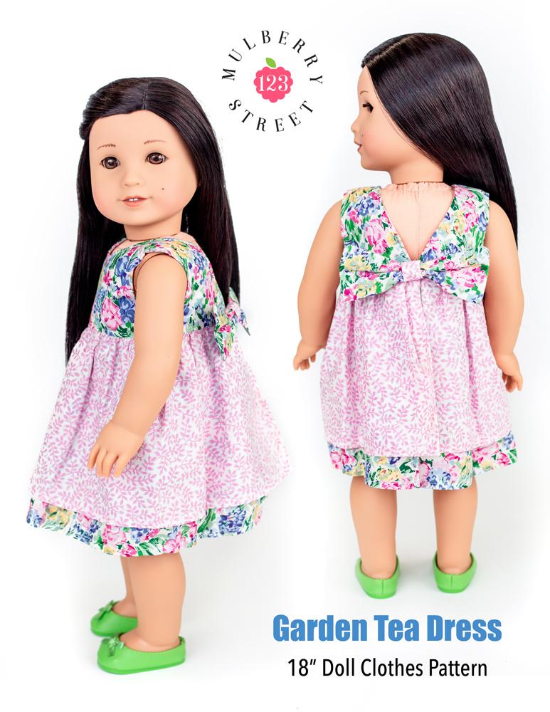 123 Mulberry Street 18 Inch Modern Garden Tea Dress 18" Doll Clothes Pattern Pixie Faire