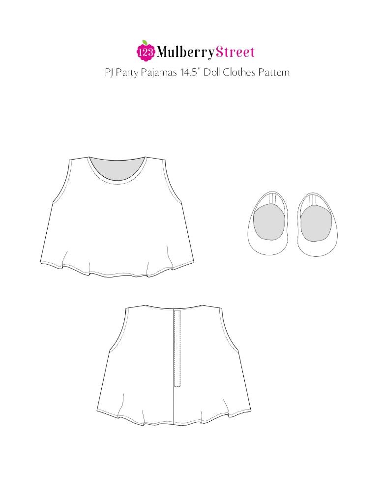 123 Mulberry Street WellieWishers PJ Party Pajamas and Slippers 14.5" Doll Clothes Pattern Pixie Faire