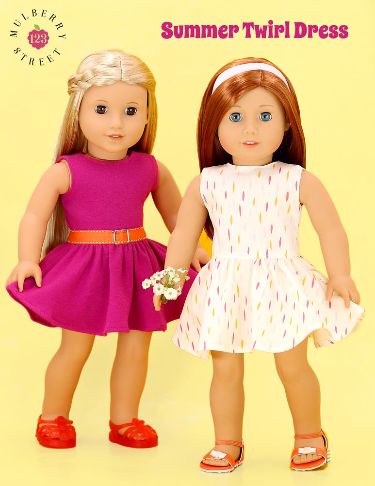 123 Mulberry Street 18 Inch Modern Summer Twirl Dress 18" Doll Clothes Pattern Pixie Faire