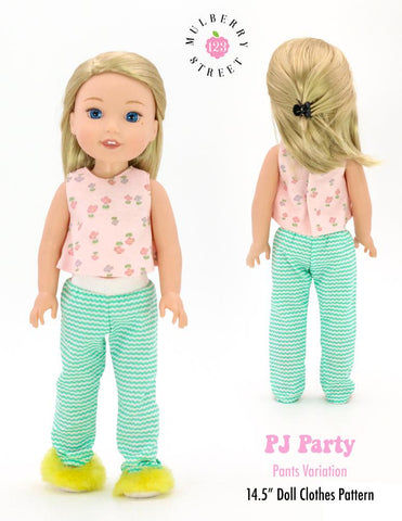 123 Mulberry Street WellieWishers PJ Party Pajamas and Slippers 14.5" Doll Clothes Pattern Pixie Faire