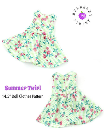 123 Mulberry Street WellieWishers Summer Twirl Dress 14.5" Doll Clothes Pattern Pixie Faire