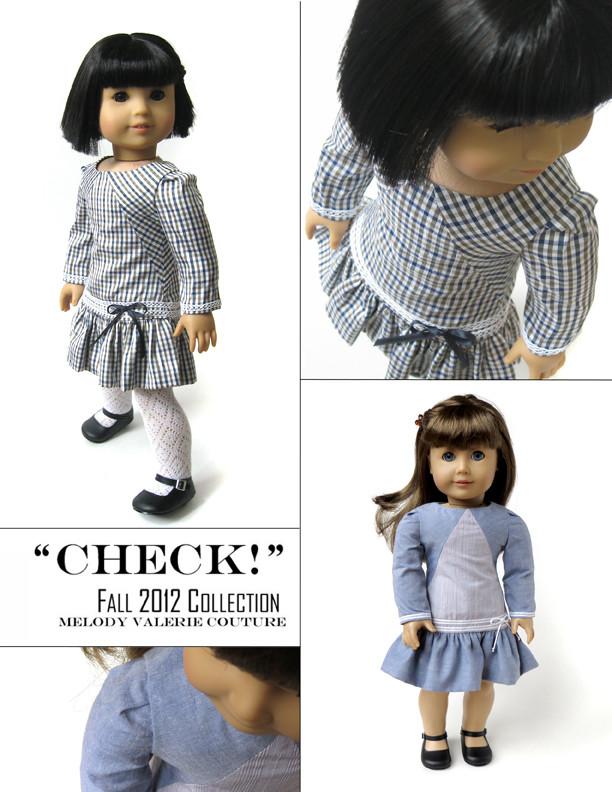 Melody Valerie Couture 18 Inch Modern Check! Dress 18" Doll Clothes Pixie Faire