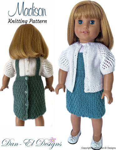 Dan-El Designs Knitting Madison Skirt & Top 18 inch Doll Knitting Pattern Pixie Faire
