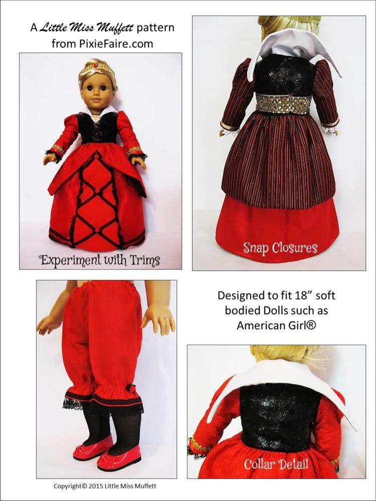 Little Miss Muffett Majestically Red Doll Clothes Pattern 18 inch American Girl Dolls