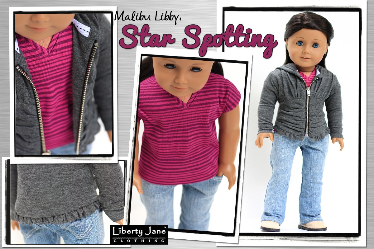 Liberty Jane 18 Inch Modern V-Neck Tee 18" Doll Clothes Pattern Pixie Faire