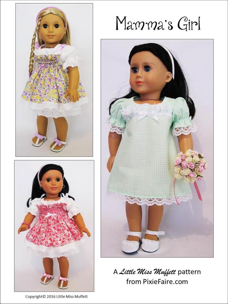 Little Miss Muffett 18 Inch Modern Mamma's Girl 18" Doll Clothes Pattern Pixie Faire