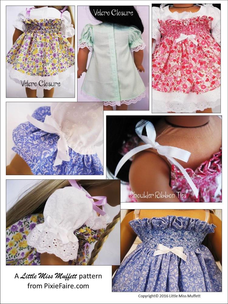 Little Miss Muffett 18 Inch Modern Mamma's Girl 18" Doll Clothes Pattern Pixie Faire