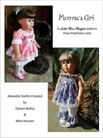 Little Miss Muffett 18 Inch Modern Mamma's Girl 18" Doll Clothes Pattern Pixie Faire