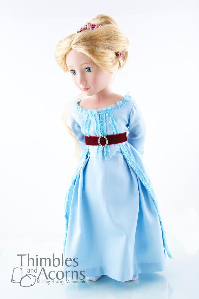 Thimbles and Acorns 18 Inch Historical Marie Antoinette Zone Front Gown for AGAT Dolls Pixie Faire