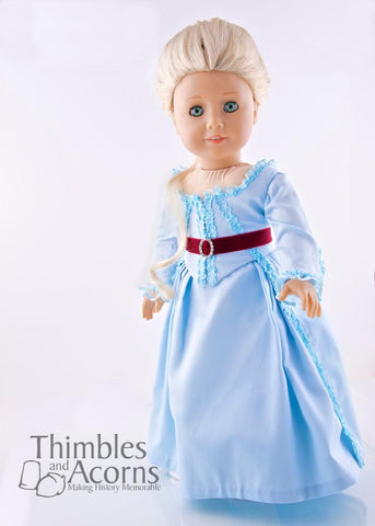 Thimbles and Acorns 18 Inch Historical Marie Antoinette Zone Front Gown 18" Doll Clothes Pixie Faire