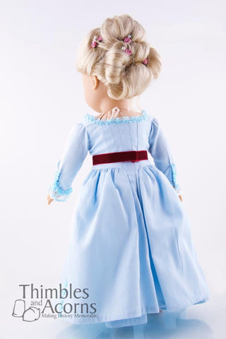 Thimbles and Acorns 18 Inch Historical Marie Antoinette Zone Front Gown 18" Doll Clothes Pixie Faire