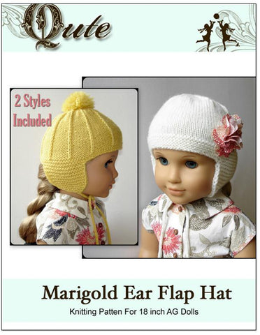 Qute Knitting Marigold Ear Flap Hat Knitting Pattern Pixie Faire