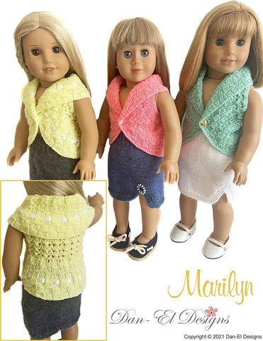 Dan-El Designs Knitting Marilyn Knitted Outfit 18 inch Doll Knitting Pattern Pixie Faire