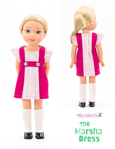 Miss Cake's Closet WellieWishers The Marsha Dress 14-15" Doll Clothes Pattern Pixie Faire