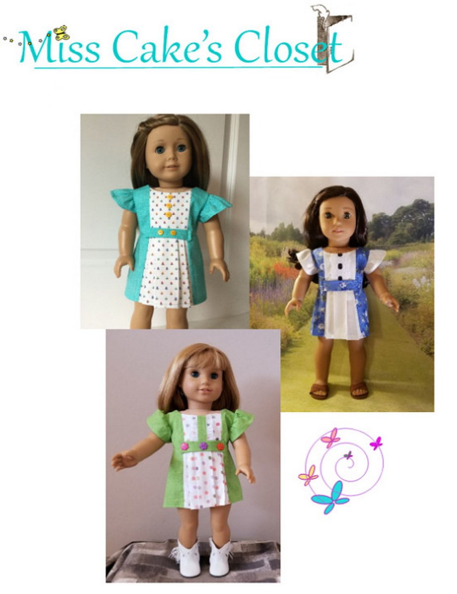 Miss Cake's Closet 18 Inch Historical The Marsha Dress 18" Doll Clothes Pattern Pixie Faire
