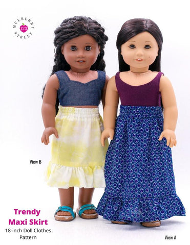 123 Mulberry Street 18 Inch Modern Trendy Maxi Skirt 18" Doll Clothes Pattern Pixie Faire